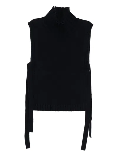 Soeur Sleeveless Woolen Sweater In Blue
