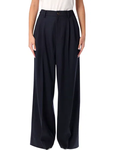 Soeur Frejus Navy Blue Wool Trousers In Black