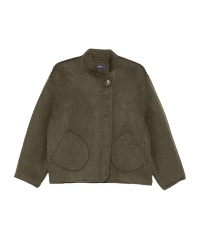 Soeur Stand Collar Short Coat In Green