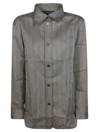 Soeur Striped Button-up Shirt In Gray