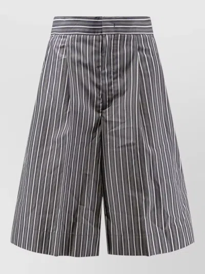 Soeur Striped Cotton Bermuda Shorts Tailored Cut In Gray