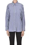 Soeur Womens Print Saphir Striped Cotton Shirt In Blue
