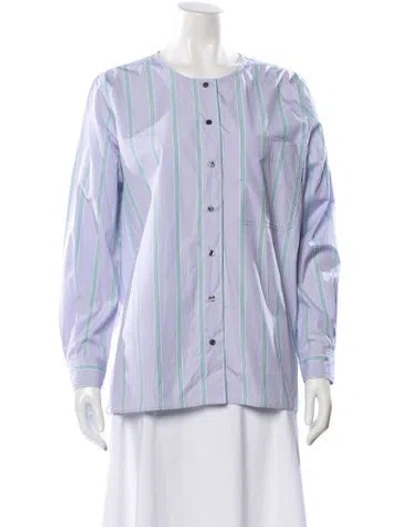 Pre-owned Soeur Striped Crew Neck Button-up Top In Multi