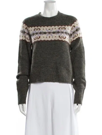 Pre-owned Soeur Striped Crew Neck Sweater In Green