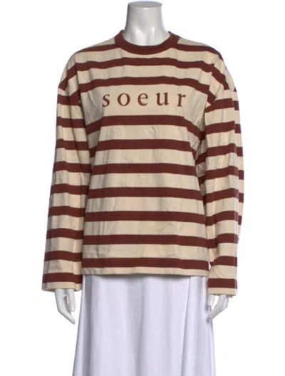 Pre-owned Soeur Striped Crew Neck Top In Multicolor