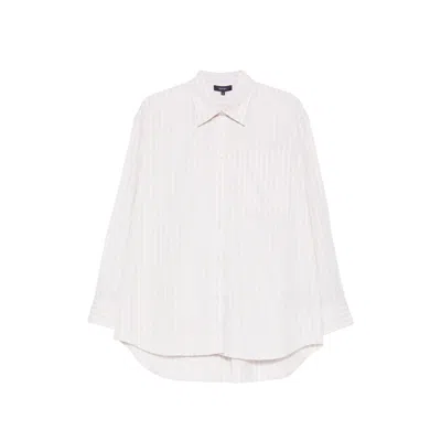 Soeur Striped Curved Hem Shirt In Gray