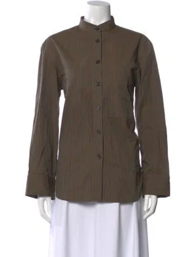 Pre-owned Soeur Striped Long Sleeve Blouse In Green