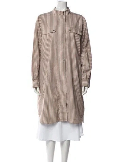 Pre-owned Soeur Striped Long Sleeve Button-up Top In Brown