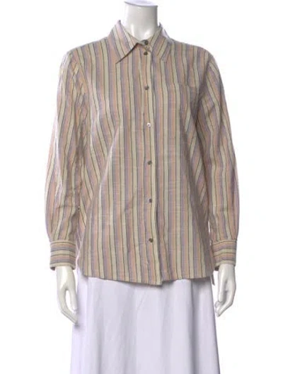 Pre-owned Soeur Striped Long Sleeve Button-up Top In Neutrals