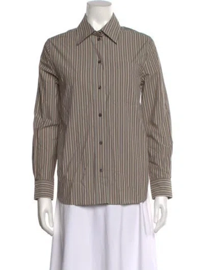 Pre-owned Soeur Striped Long Sleeve Button-up Top In Neutrals