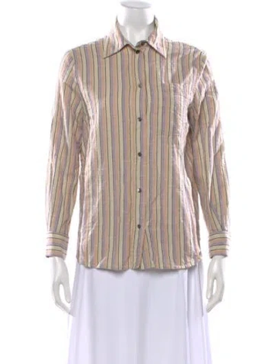 Pre-owned Soeur Striped Long Sleeve Button-up Top In Neutrals