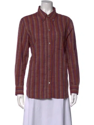 Pre-owned Soeur Striped Long Sleeve Button-up Top In Orange