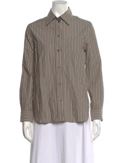 Pre-owned Soeur Striped Long Sleeve Button-up Top W/ Tags In Neutrals