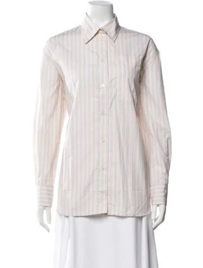 Pre-owned Soeur Striped Long Sleeve Button-up Top W/ Tags In Pink