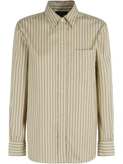 Soeur Ecru And Khaki Striped Cotton Shirt In Neutrals