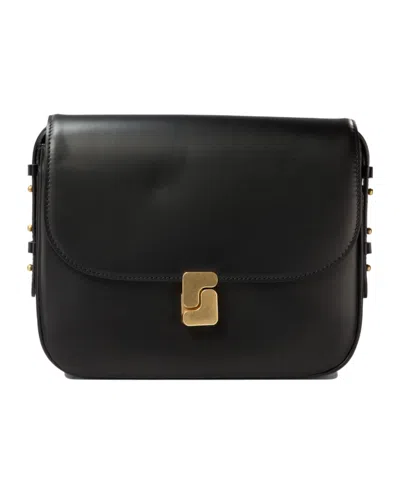Soeur Structured Flap Crossbody Bag In Black