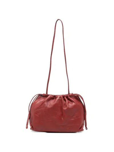 Soeur Suzette Drawstring Leather Shoulder Bag In Burgundy