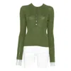 Soeur Ribbed Button-front Top In Green