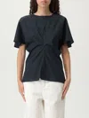 Soeur Short Sleeve Asymmetric Dart Detailing Top In Blue