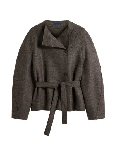 Soeur Theia Belted Felted Jacket In Gray