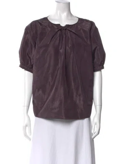 Pre-owned Soeur Tie Neck Short Sleeve Blouse In Purple