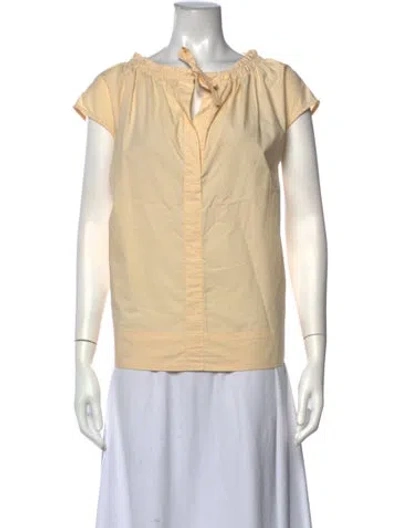Pre-owned Soeur Tie Neck Short Sleeve Blouse In Yellow