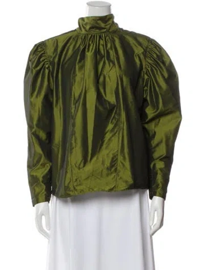 Pre-owned Soeur Turtleneck Long Sleeve Blouse In Green