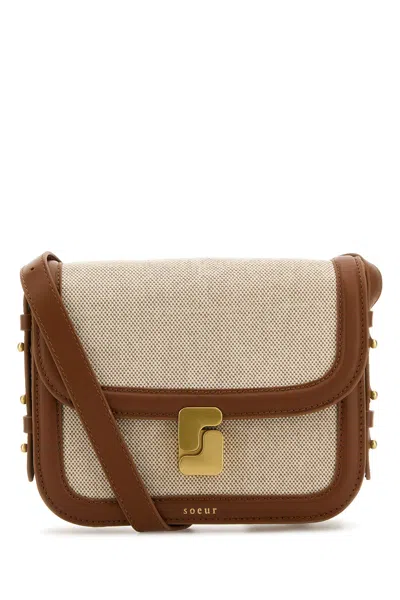 Soeur Two-tone Canvas Mini Bellissima Crossbody Bag In White