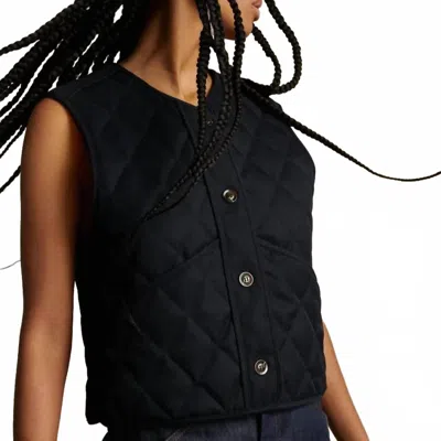 Soeur Ulla Quilted Vest In Navy In Black