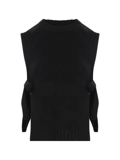 Soeur Uzel Side-tie Knitted Vest In Black