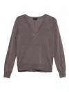 Soeur V-neck Merino Wool Sweater With Seam Detail In Brown