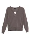 Soeur V-neck Merino Wool Sweater With Seam Detail In Brown