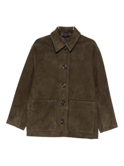 Soeur Vincenzo Suede Button-fastening Jacket In Green
