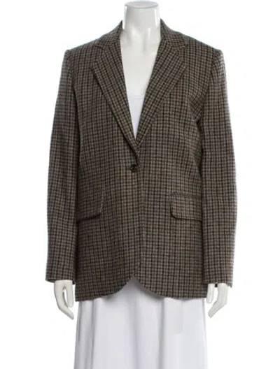 Pre-owned Soeur Virgin Wool Plaid Print Blazer In Neutral