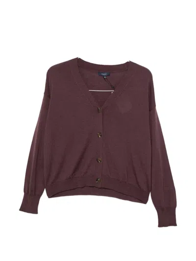 Soeur V-neck Button-up Cardigan In Burgundy