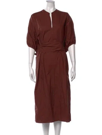 Pre-owned Soeur V-neck Long Dress In Brown