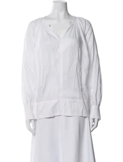 Pre-owned Soeur V-neck Long Sleeve Blouse In White