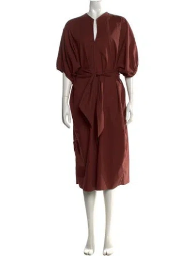 Pre-owned Soeur V-neck Midi Length Dress In Brown