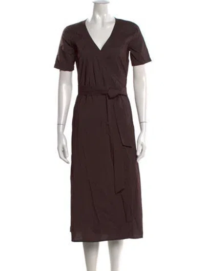 Pre-owned Soeur V-neck Midi Length Dress In Brown
