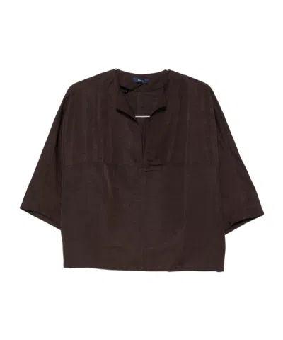 Soeur Ilona V-neck Short-sleeve Blouse In Brown