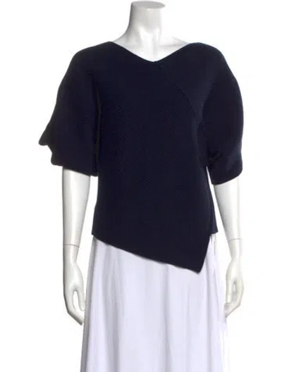 Pre-owned Soeur V-neck Three-quarter Sleeve Top In Blue