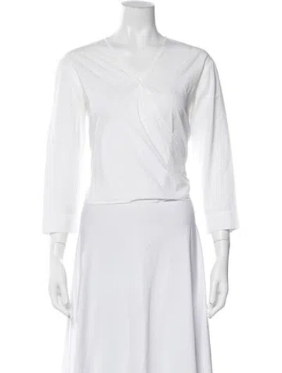 Pre-owned Soeur V-neck Three-quarter Sleeve Top In White