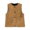 Soeur Buttoned Suede Waistcoat In Brown