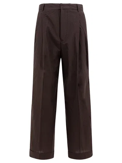 Soeur Watson Wide Leg Cotton Blend Pants In Brown