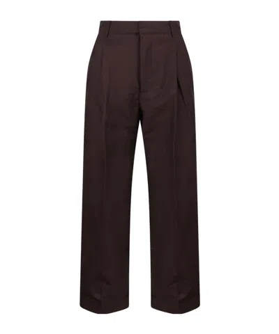 Soeur Watson Wide Leg Cotton Blend Pants In Brown
