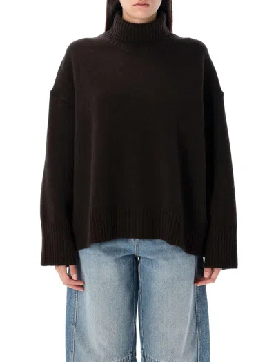 Soeur William High Neck Wool Knit Pullover In Black