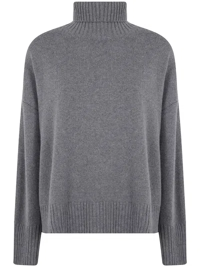 Soeur Merino Wool Turtleneck Jumper With Dropped Shoulders And Ribbed Trims In Metallic