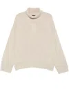 Soeur Womens Ecru Chine William High-neck Merino-wool Jumper In White