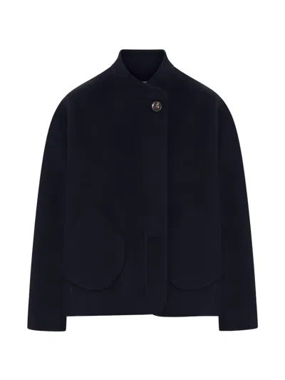 Soeur Windsor Button-fastening High-neck Coat In Blue