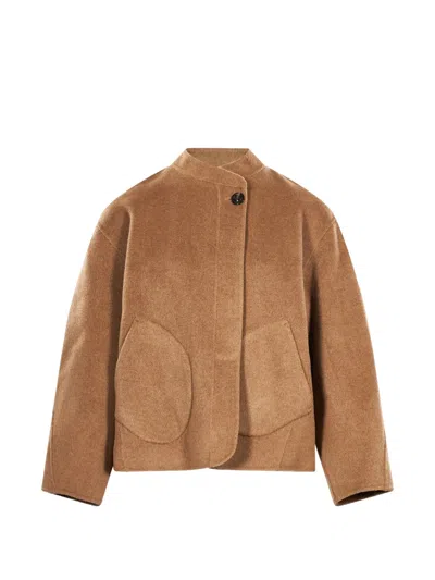 Soeur Windsor High-neck Coat In Brown